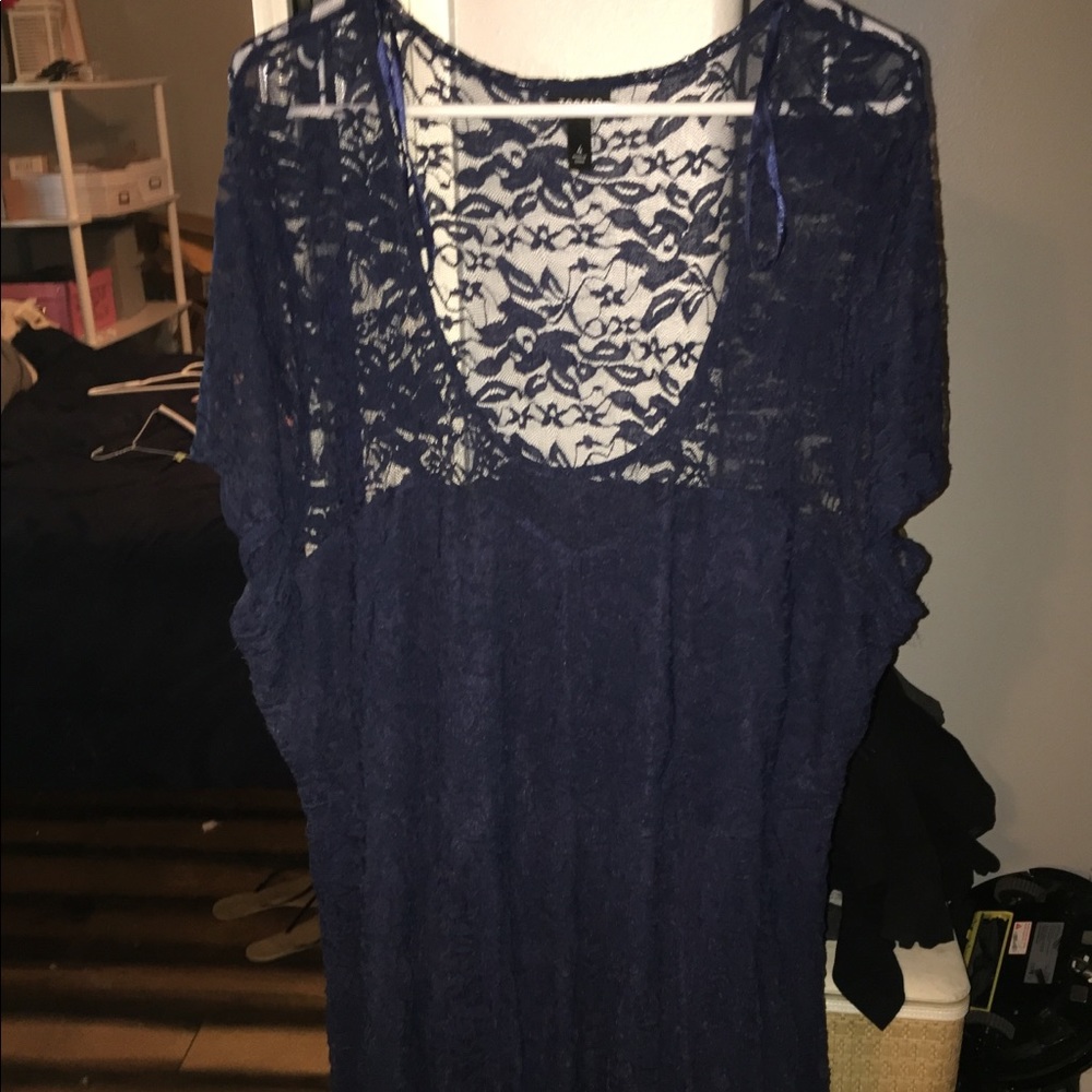 Navy blue heart lace dress